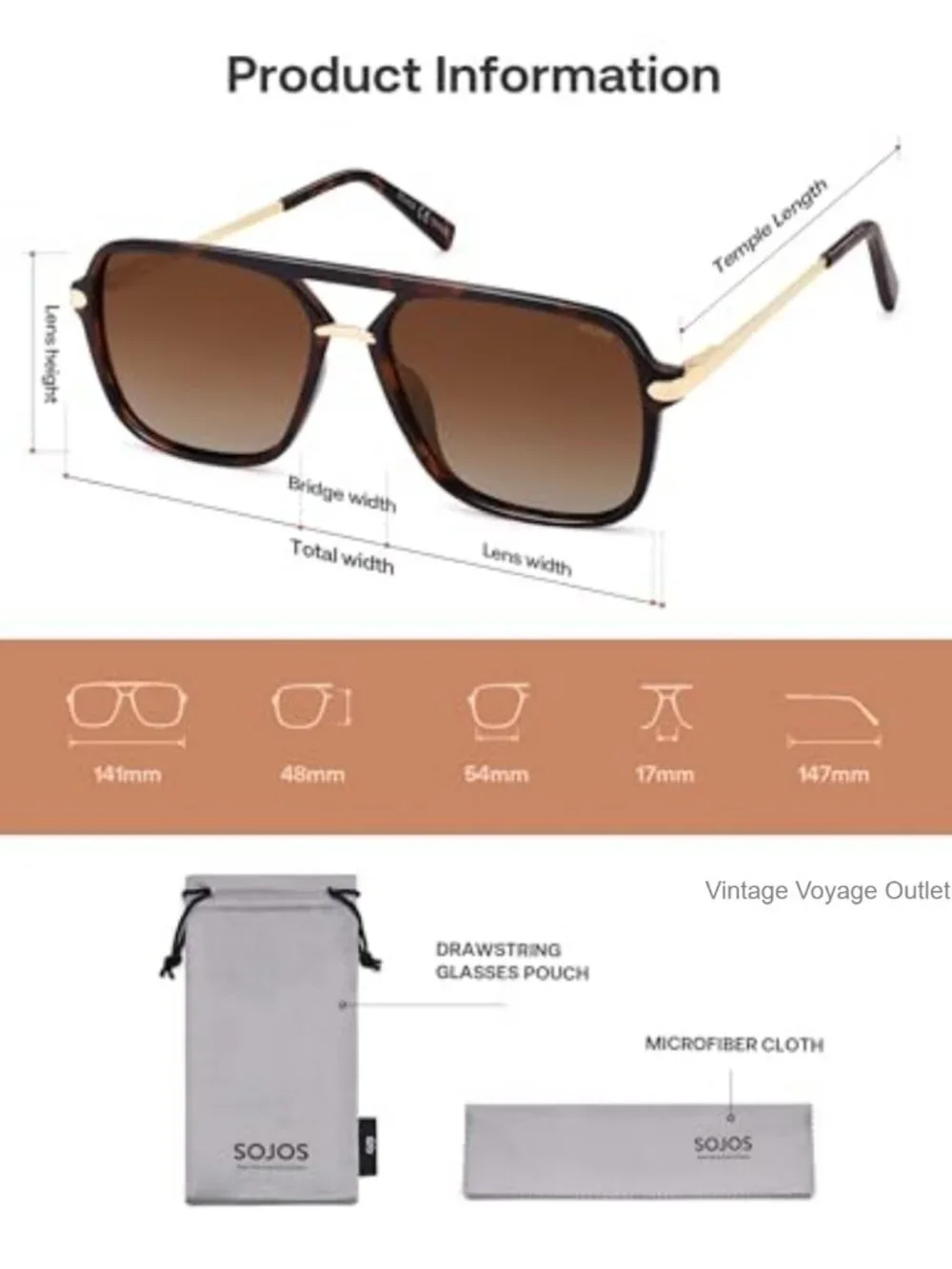 Square Aviator Sunglasses Polarized Plastic Frame Double Bridge